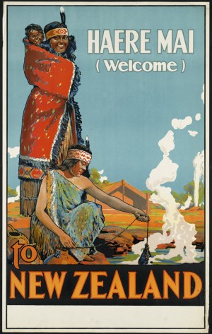 Haere Mai to New Zealand Vintage Travel Poster